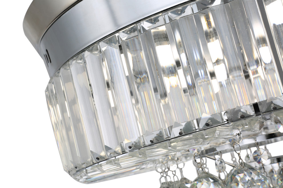 Unique Caged Ceiling Fan with Remote, LED light, Retractable Blades, Chrome