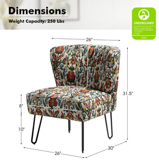 Tufted Side Chair With Metal Legs, Floral