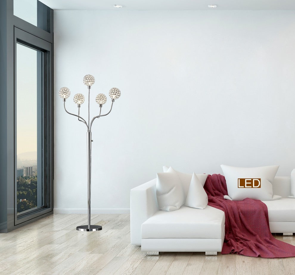 Artiva USA 65" Soho II Crystal Floor Lamp With Dimmer, Chrome