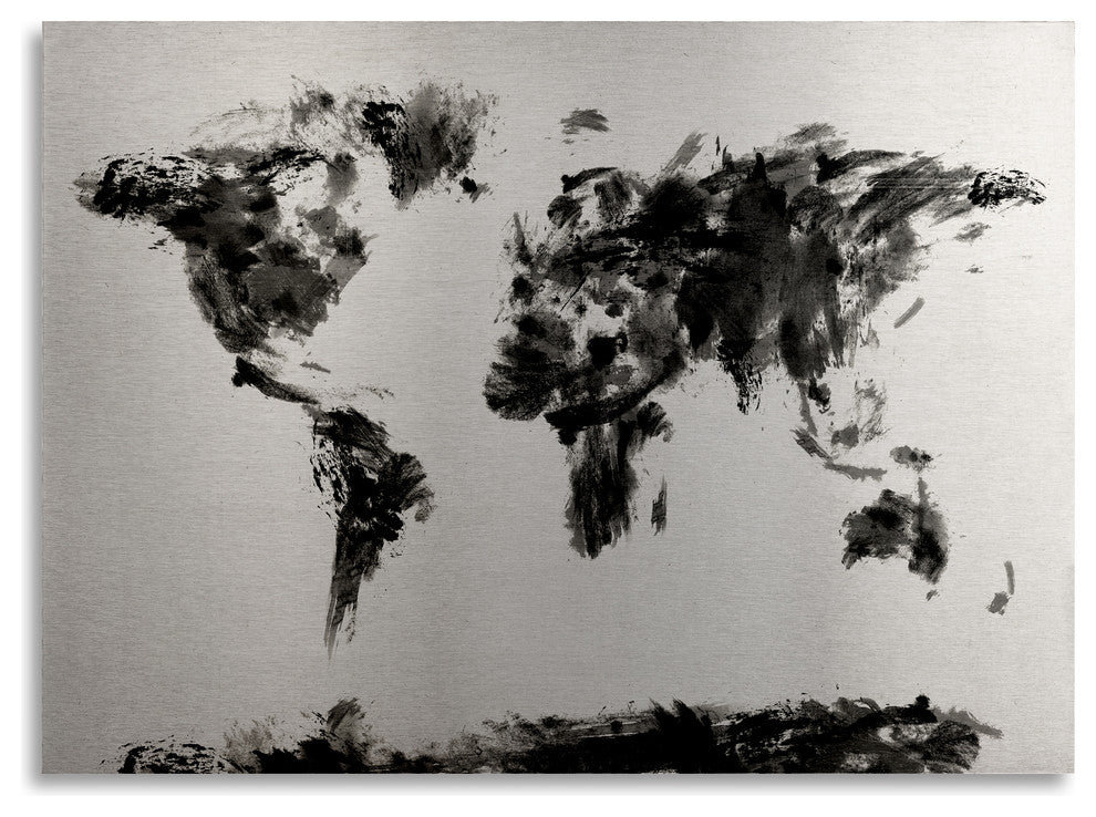 Michael Tompsett ''Abstract Map'' Floating Brushed Aluminum Art, 22x16