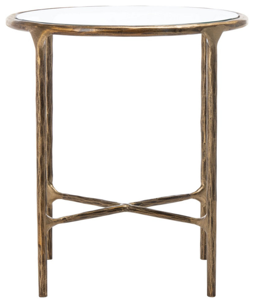 Safavieh Couture Jessa Forged Metal Round End Table, Brass