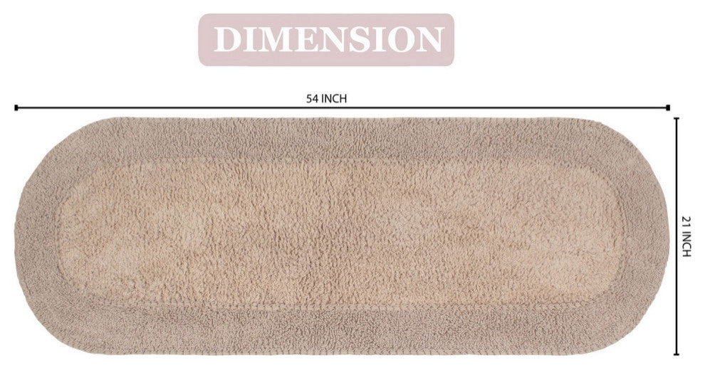 Double Ruffle Collection Bath Rugs Set, 21x54 Runner, Linen