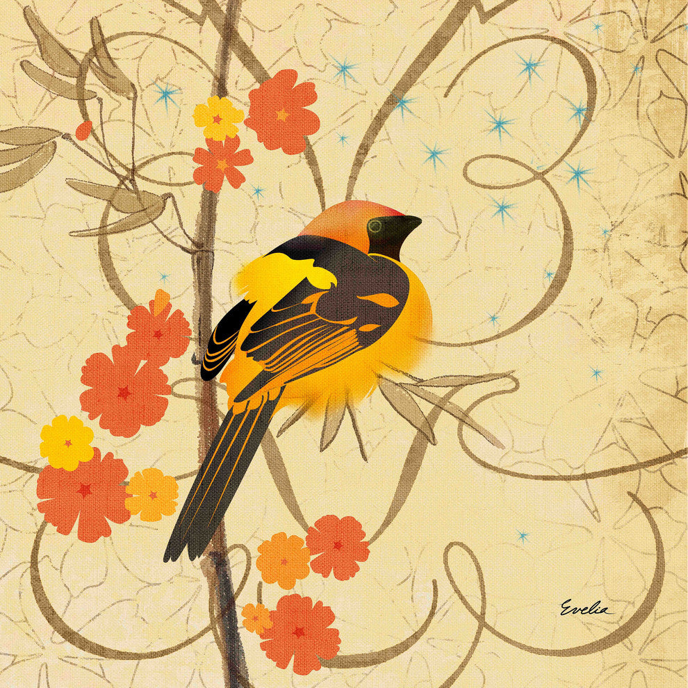 "Hooded Oriole III" Painting Print on Canvas by Evelia