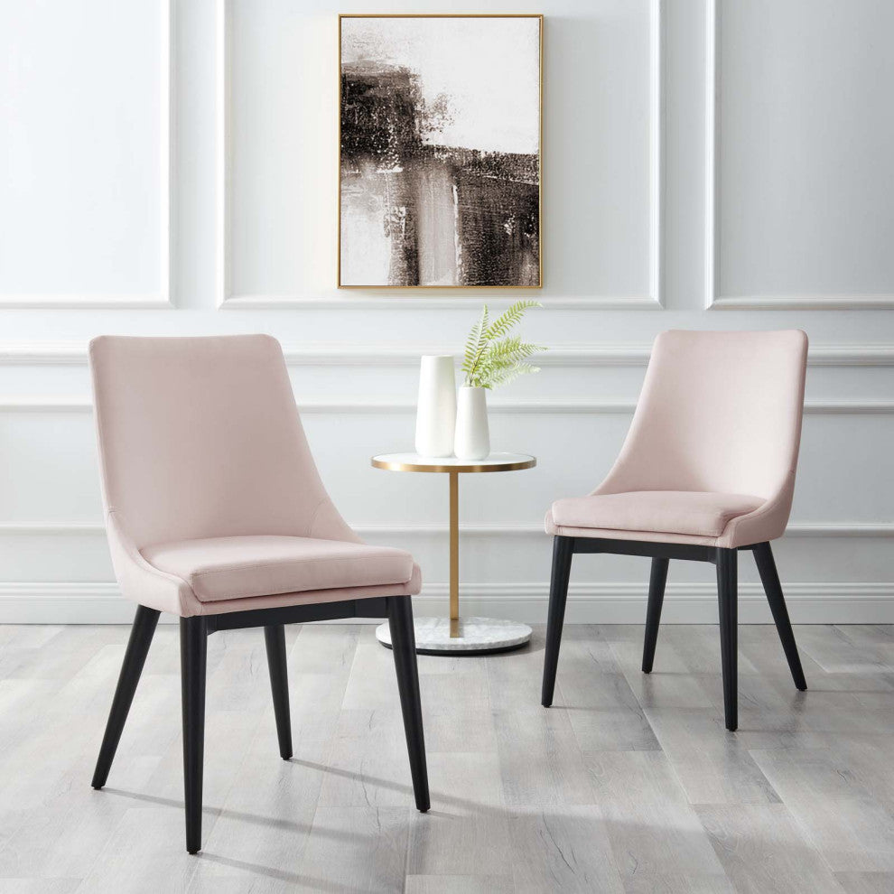 Viscount Accent Performance Velvet Dining Chairs, Set of 2, Pink