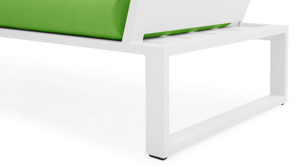 Modern Kore Outdoor Loveseat with Quick Drying Cushions and  Aluminum Frame, Lime Green