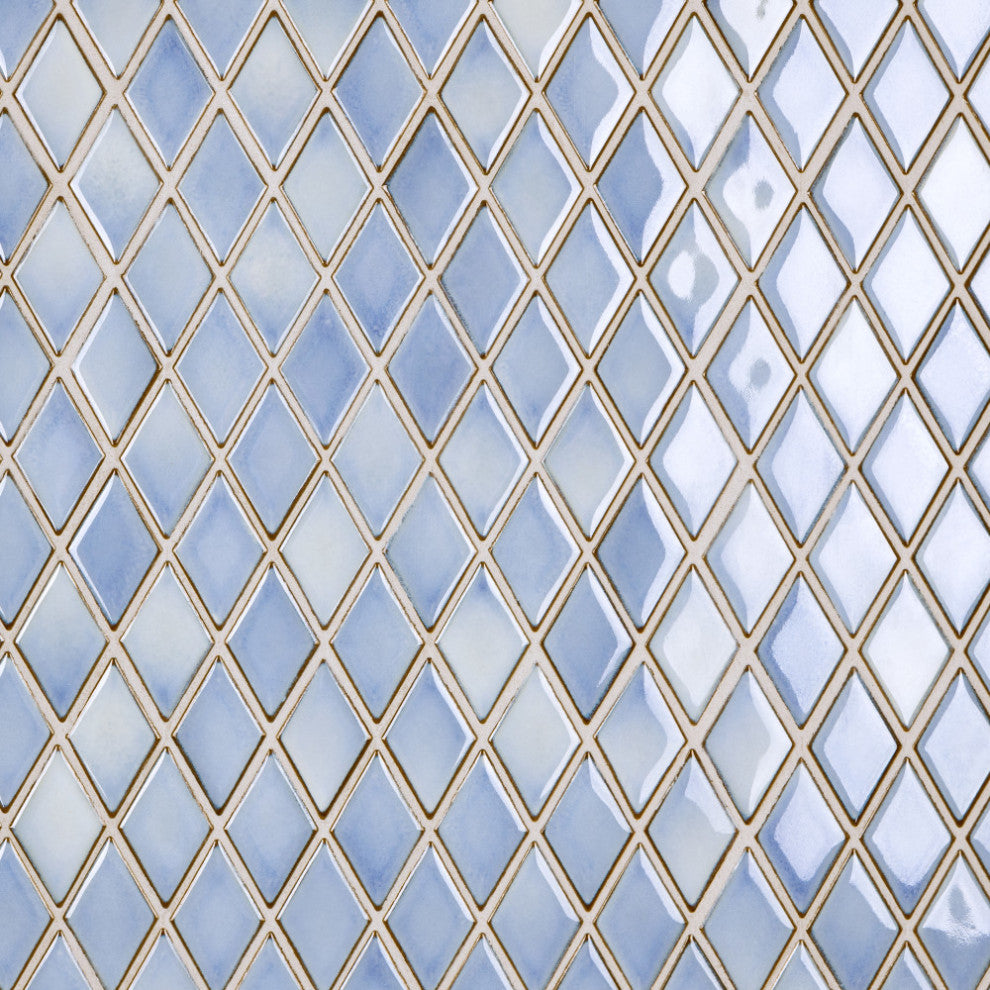 Hudson Kite Porcelain Mosaic Floor and Wall Tile, Frost Blue
