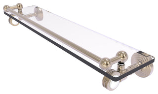 Pacific Grove 22" Glass Shelf with Dotted Accents, Antique Pewter