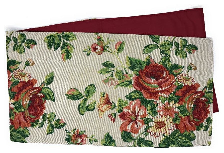 Sweet Roses Spring Summer Vintage Woven Tapestry Table Runners 13x53, 13x90