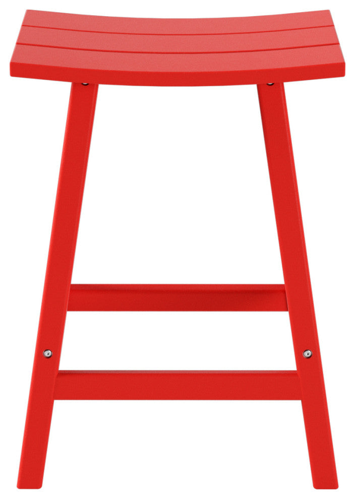 WestinTrends 24" Outdoor Patio Adirondack Plastic Counter Stool, Saddle Seat, Red