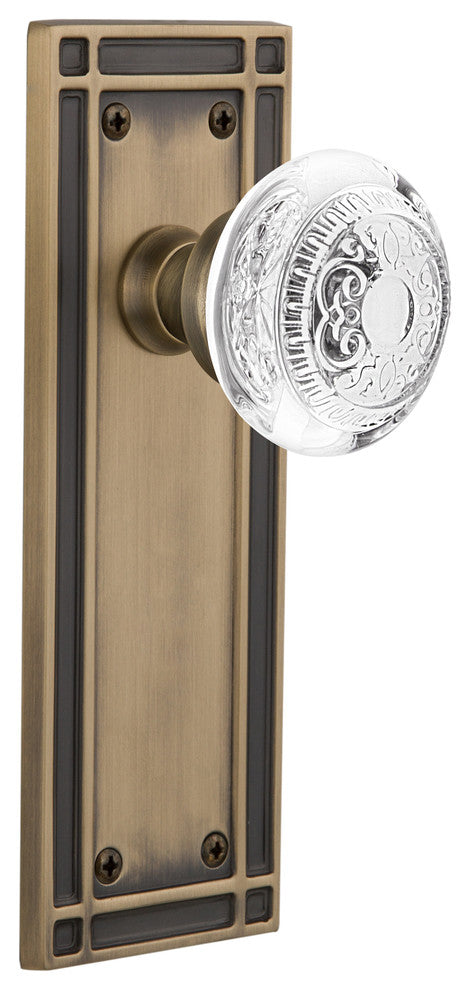 Mission Plate Single Dummy Crystal Egg and Dart Knob, Antique Brass, MISCED