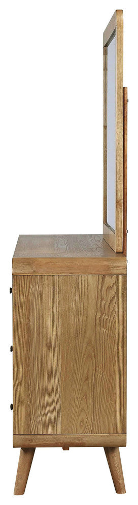 Robyn 6-drawer Bedroom Dresser and Mirror Light Ash