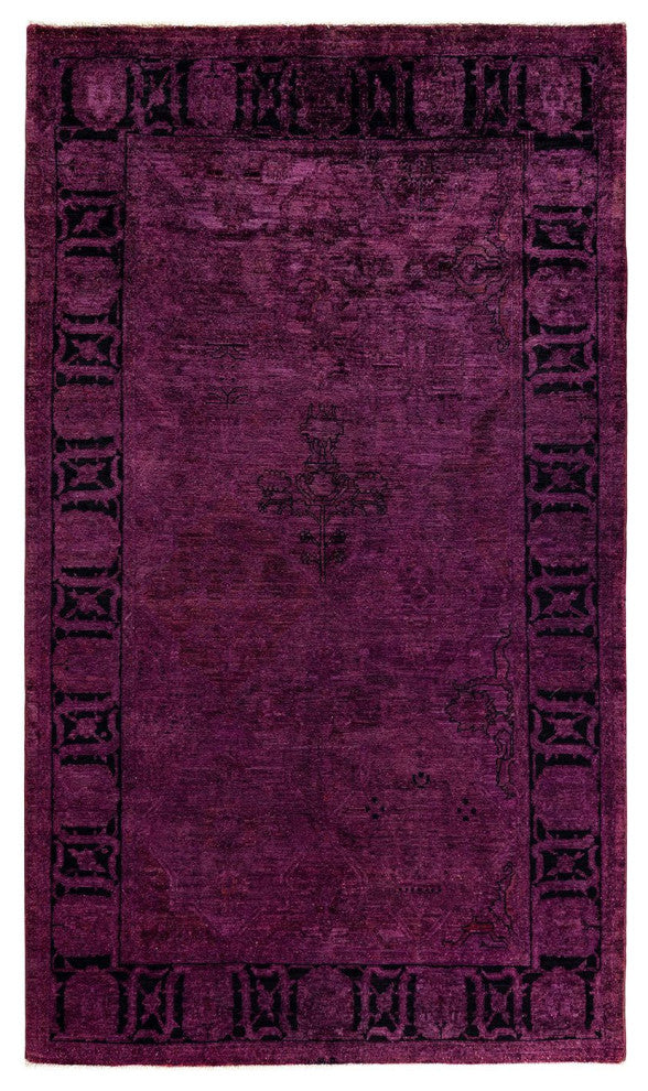 Vibrance, One-of-a-Kind Hand-Knotted Area Rug Purple, 5'0"x8'7"