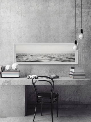 "B&W Sea" Framed Painting Print, 30x10