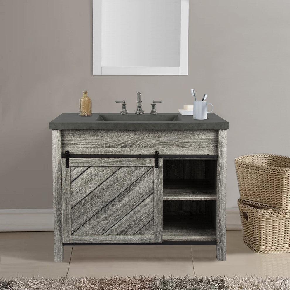 36" Single Bathroom Cement Vanity Top with Sink