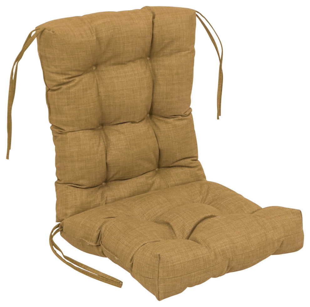 18"X38" Spun Polyester Solid Outdoor Tufted Chair Cushion, Wheat