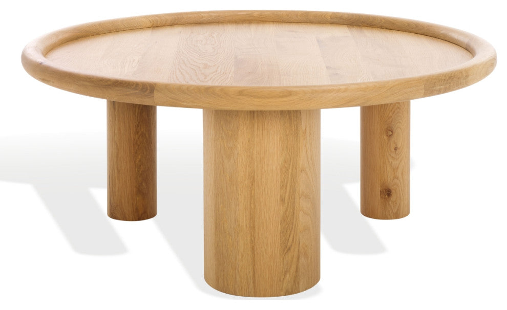 Safavieh Couture Madelynn Round Wood Coffee Table, Natural