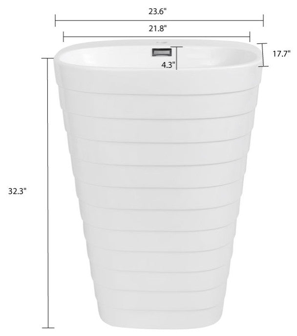 24" Streamline K-1486-24 Solid Surface Resin Freestanding Basin