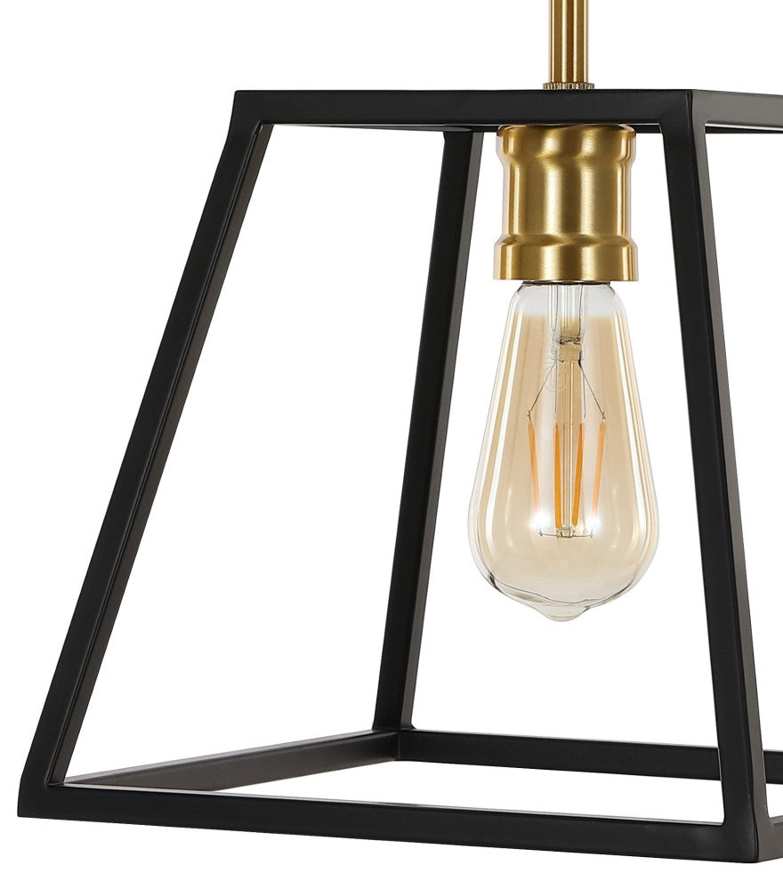 Girard 9.25" 1-Light Farmhouse Industrial Iron LED Pendant, Black/Brass Gold