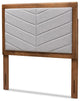 Light Grey Fabric Upholstered and Walnut Brown Finished Wood Twin Size Headboard