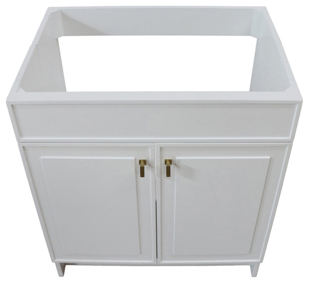 SmartFold 30" Single Sink Vanity Cabinet, White Finish, Gold Hardware