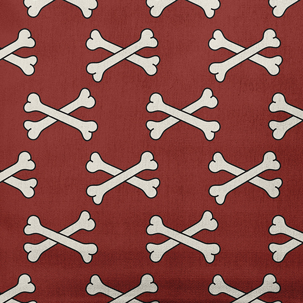 18" x 18" Cross Bones Indoor/Outdoor Polyester Throw Pillow, Maple Red