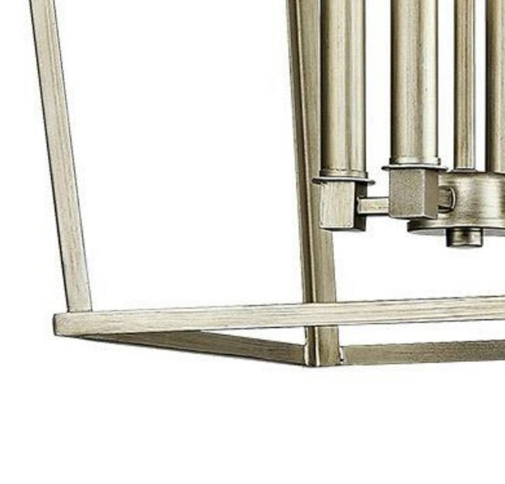 4-Light Open Geometric Lantern Chandelier Champagne