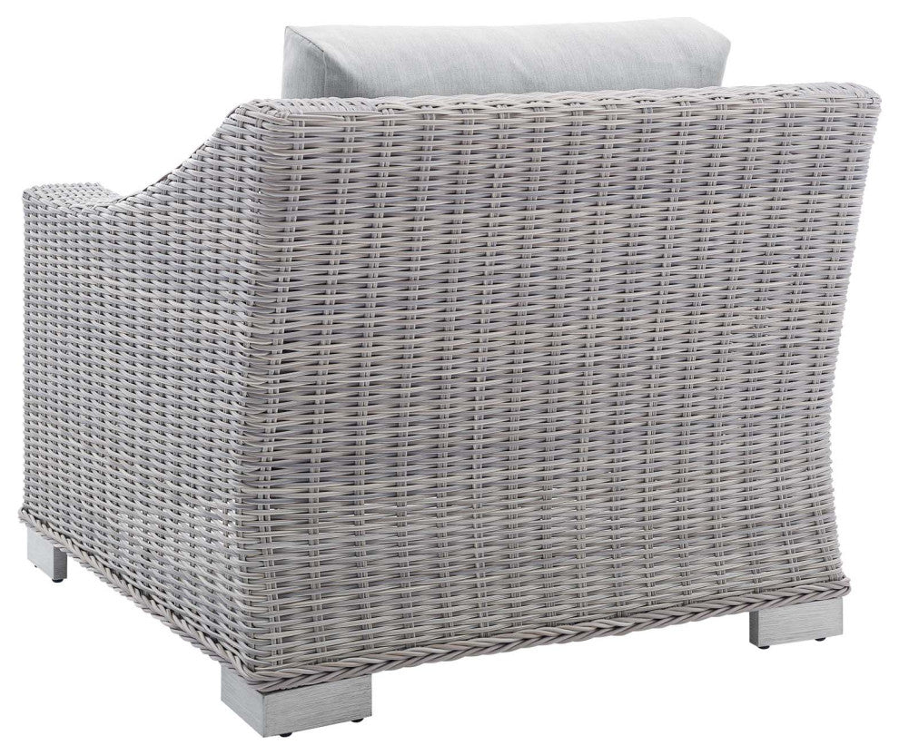 Lounge Chair and Ottoman, Sunbrella, Rattan, Wicker, Gray, Modern, Outdoor