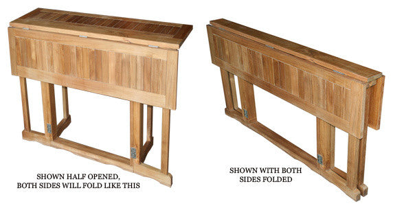Teak Wood Hatteras Rectangular Folding Outdoor Patio Bar Table, 55"x28"