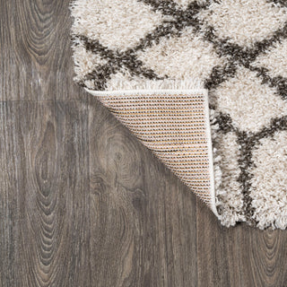 Algaida Moroccan Diamond Shag Beige/Dark Gray 5'x8' Area Rug