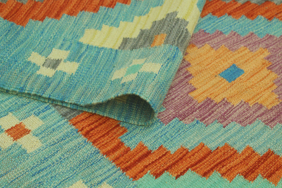 Sangat Kilim Sanborn Rust/Blue Runner, 2'6x8'1