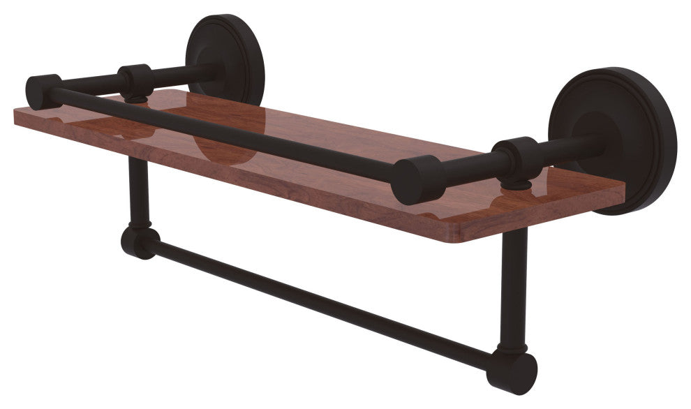 Prestige Regal 16" Wood Shelf with Gallery Rail and Towel Bar, Oil Rubbed Bronze