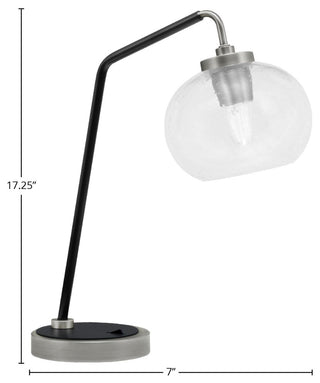 1-Light Desk Lamp, Graphite/Matte Black Finish, 7" Clear Bubble Glass