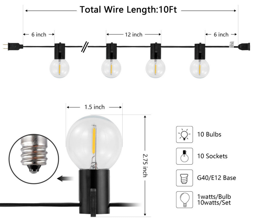 Safavieh Huron Led Outdoor String Lights Black