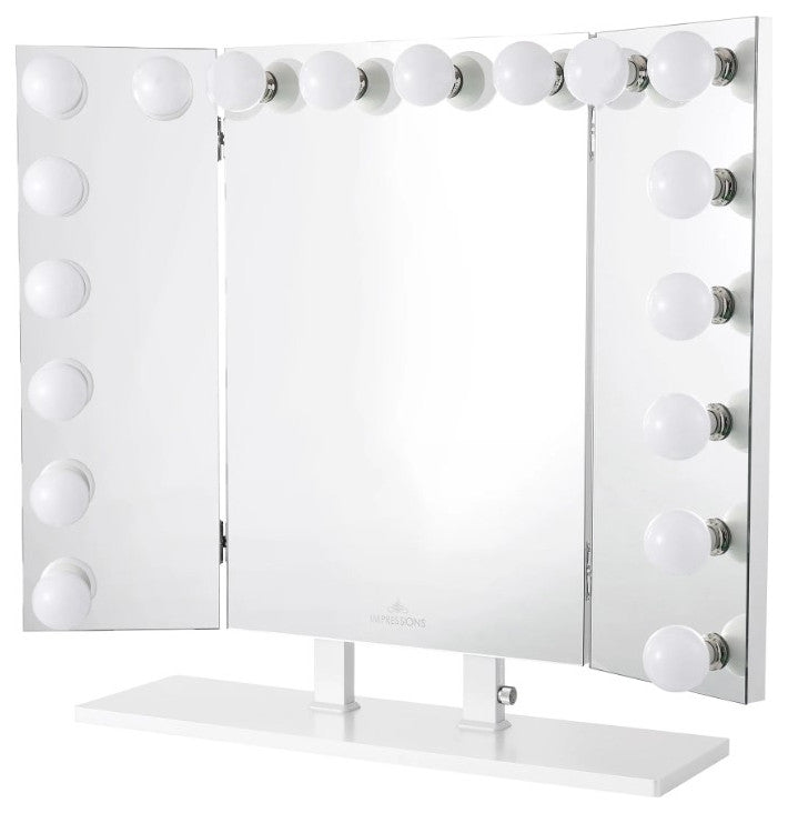 Trifecta Pro Vanity Mirror, Silver, Led Globe Bulbs