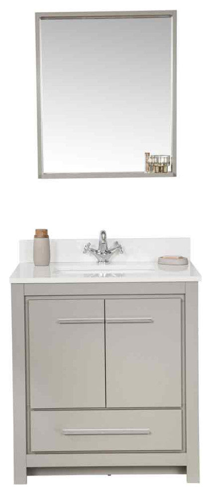 Mila Collection 30" Bathroom Vanity With Sink, Mirror, Countertop, Ash Gray