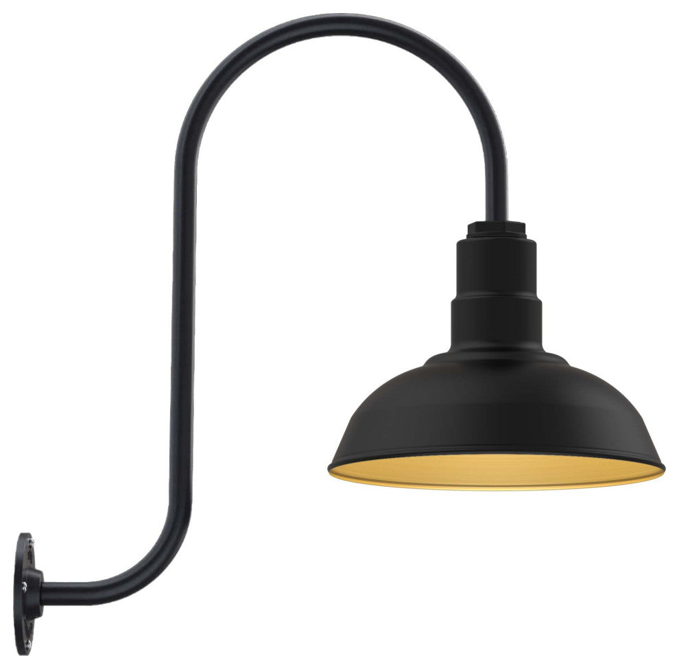 12" Upward Sloping Barn Light, The Westchester, Brass Inlay