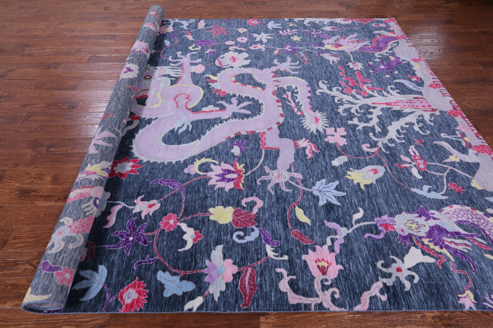 Dragon Design Hand Knotted Wool Rug 9' 0" X 12' 1" Q11801