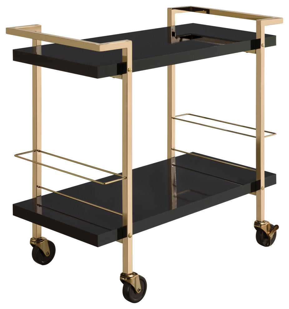 Alios Serving Cart With Black Gold Frame