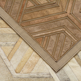 Cowhide Patchwork Rug, Nemesis, Taupe, 5'x8'