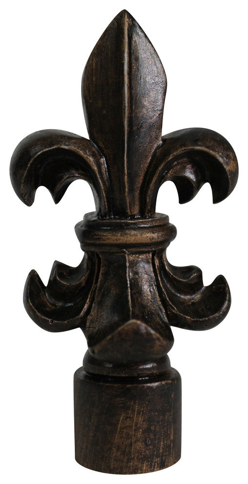 Fleur de Lis Lamp Finial, 3" Tall, Antique Bronze, Single