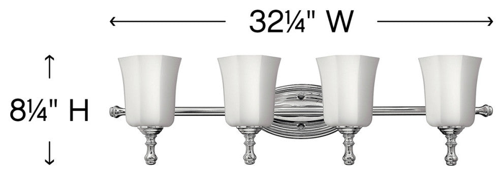Hinkley Shelly Large Four Light Vanity, Chrome