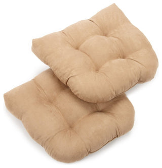 19" U-Shaped Micro Suede Tufted Dining Chair Cushion, Set of 2, Java