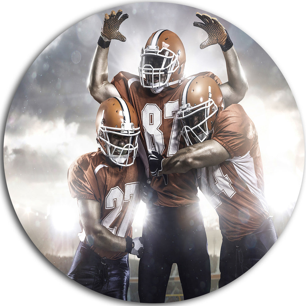 American Footballer In Action, Sports Digital Disc Metal Artwork, 23"