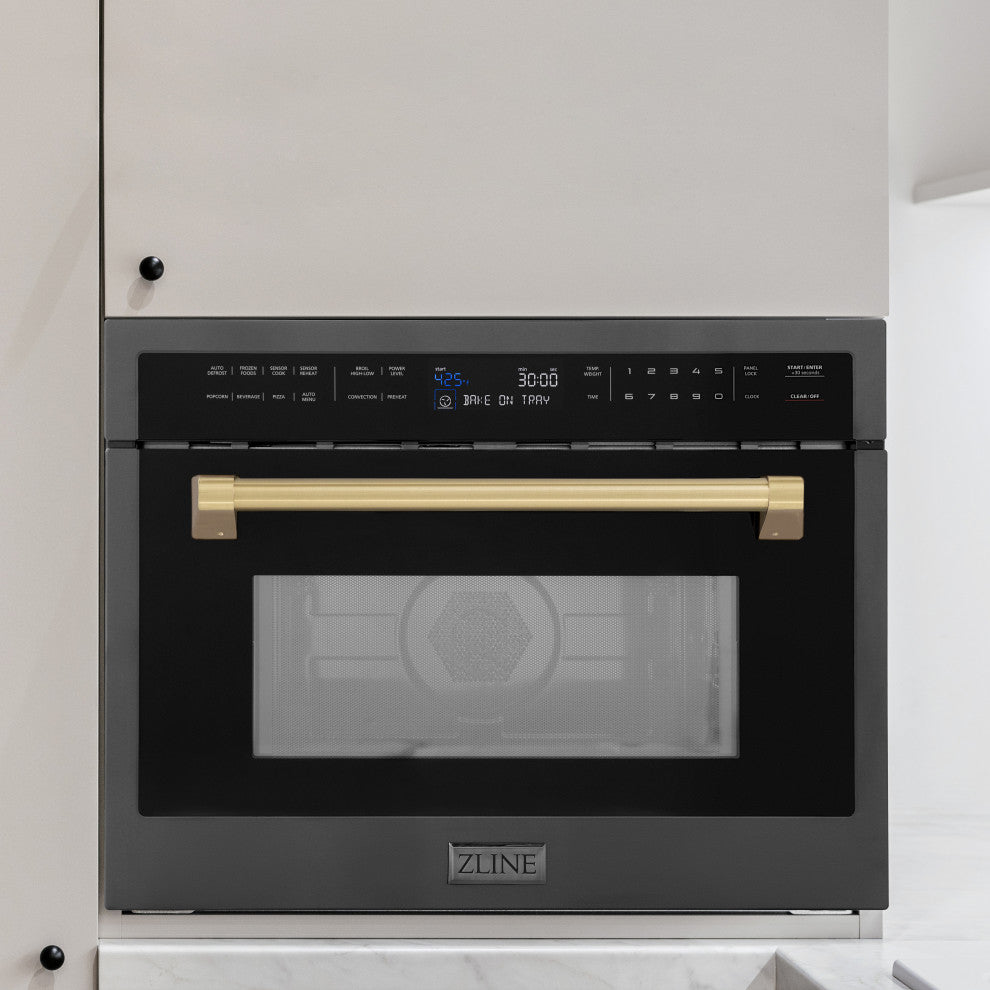 ZLINE 24" Microwave Oven, Black Stainless With Champagne Bronze MWOZ-24-BS-CB