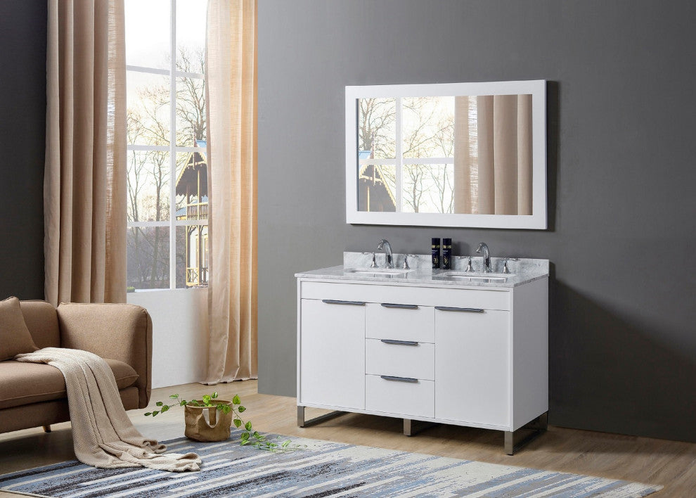 48" Luca Bath Vanity, White and Mirror