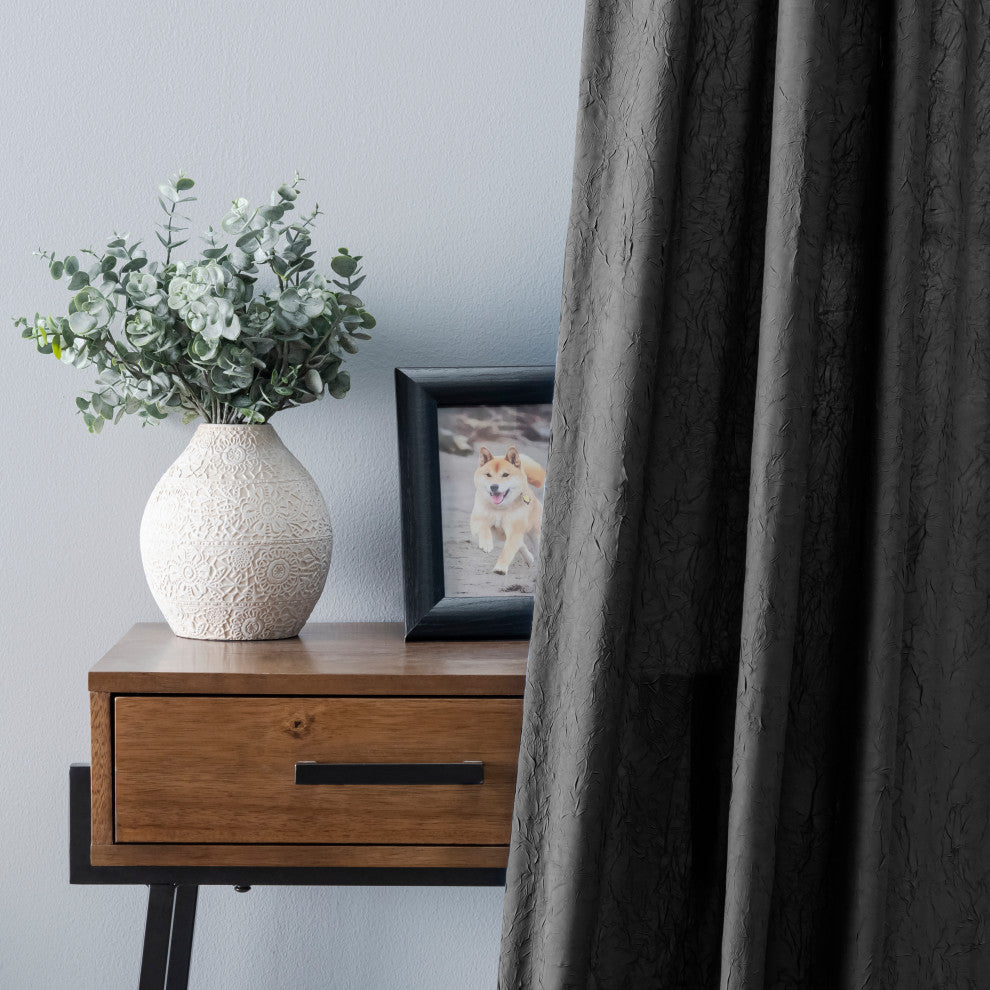 Portland Crushed Taffeta Tailored Panel, Black, 48" X 63"