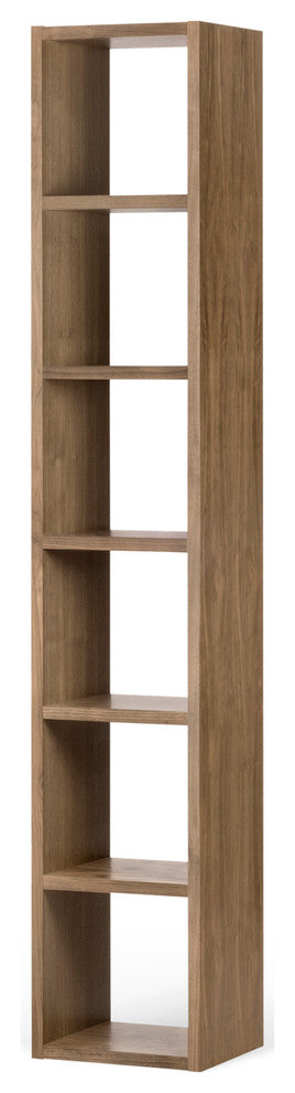 Modern Slim Modular Cube Shelving, Natural Walnut