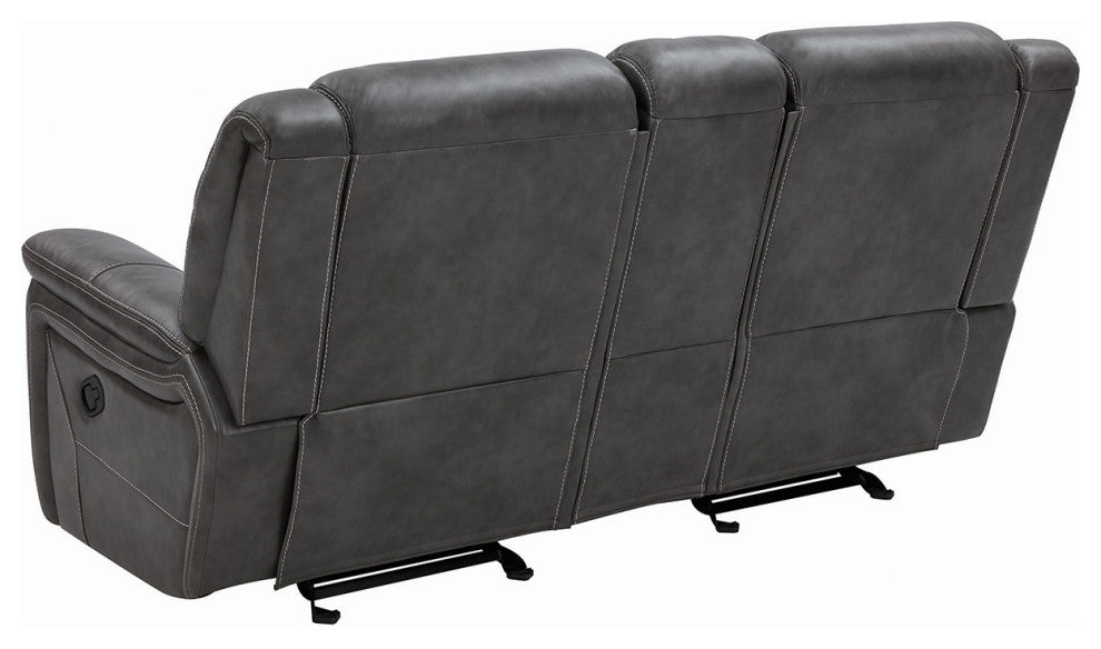 Upholstered Motion Loveseat with Storage Drawer, Gray