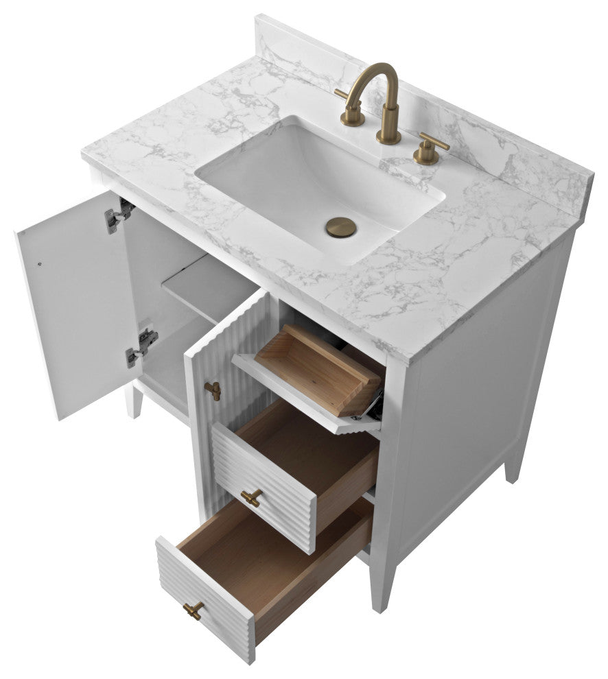 Vanity Art Freestanding Vanity, White, 36", Single Sink, Golden Brushed
