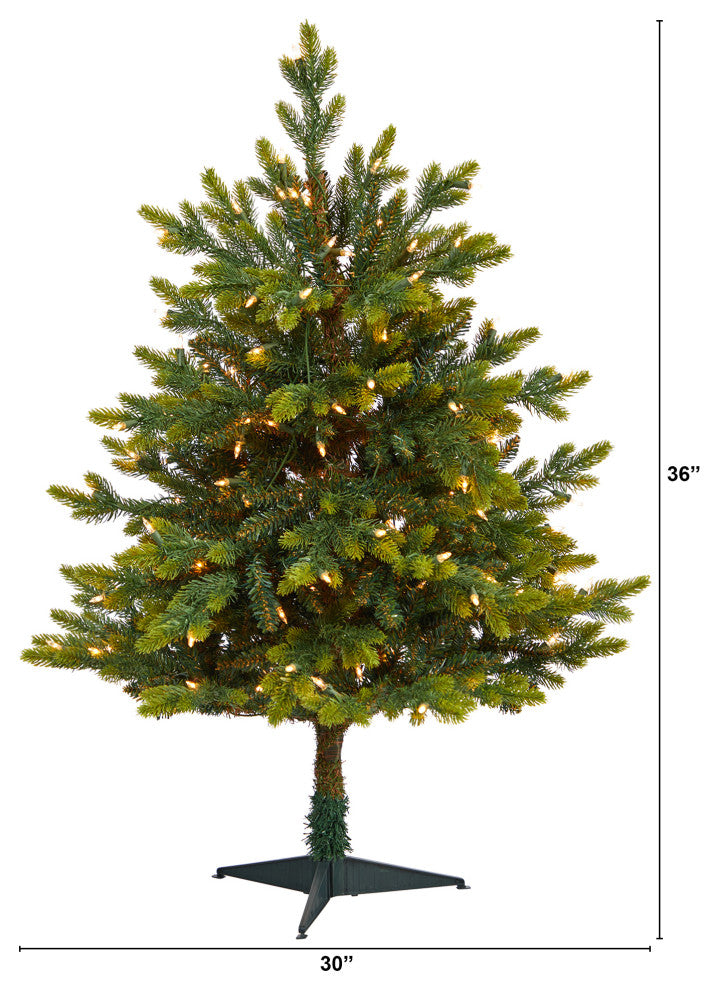 Nearly Natural 3ï¿½ North Carolina Fir Artificial Christmas Tree/ 150 Clear Lights